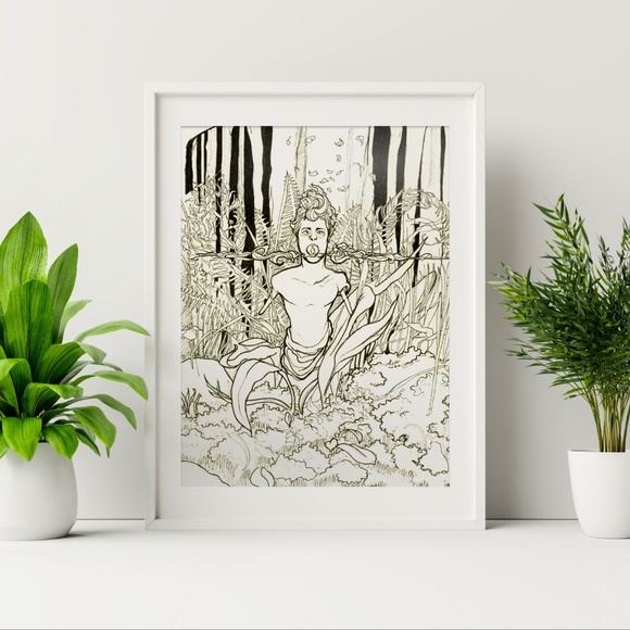 Forest Fawn - Ink Print Illustration - Picture 1 of 1